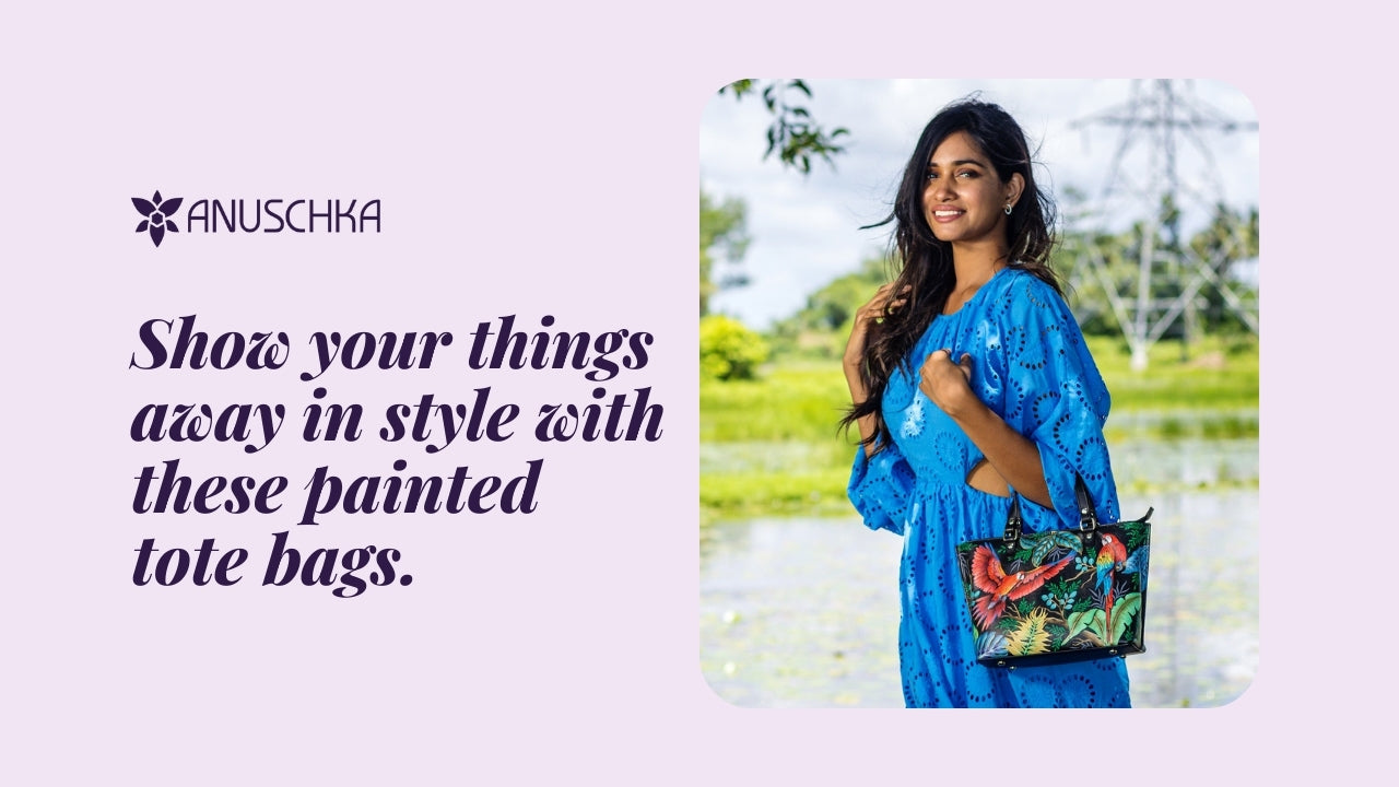 Show your things away in style with these painted tote bags
