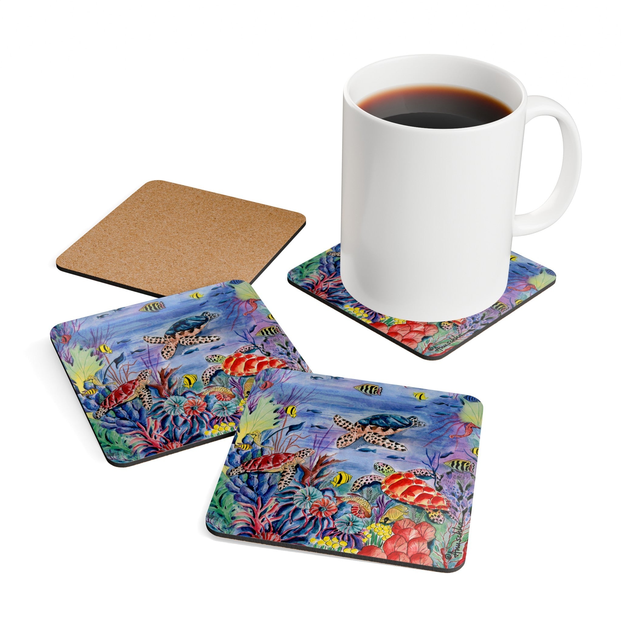 Ocean Treasures Corkwood Coaster Set