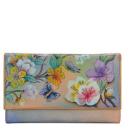 Anuschka Style 1043, handpainted Multipocket Clutch Wallet. Japanese Garden painting