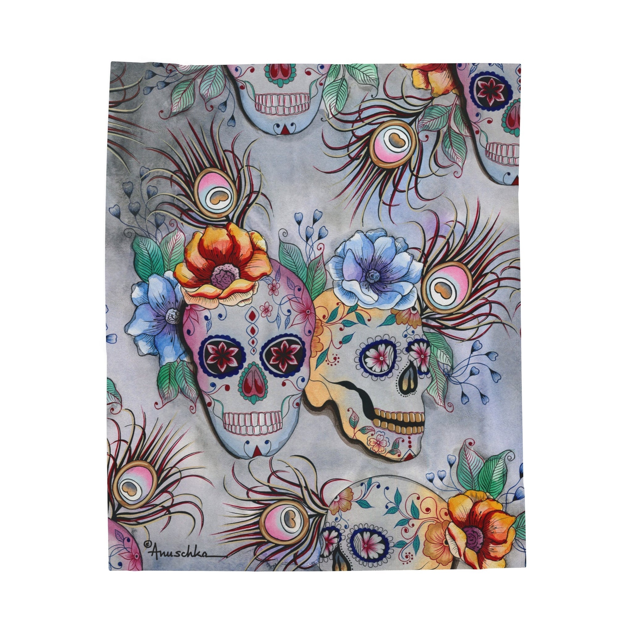 Calaveras de Azúcar Velveteen Plush Blanket