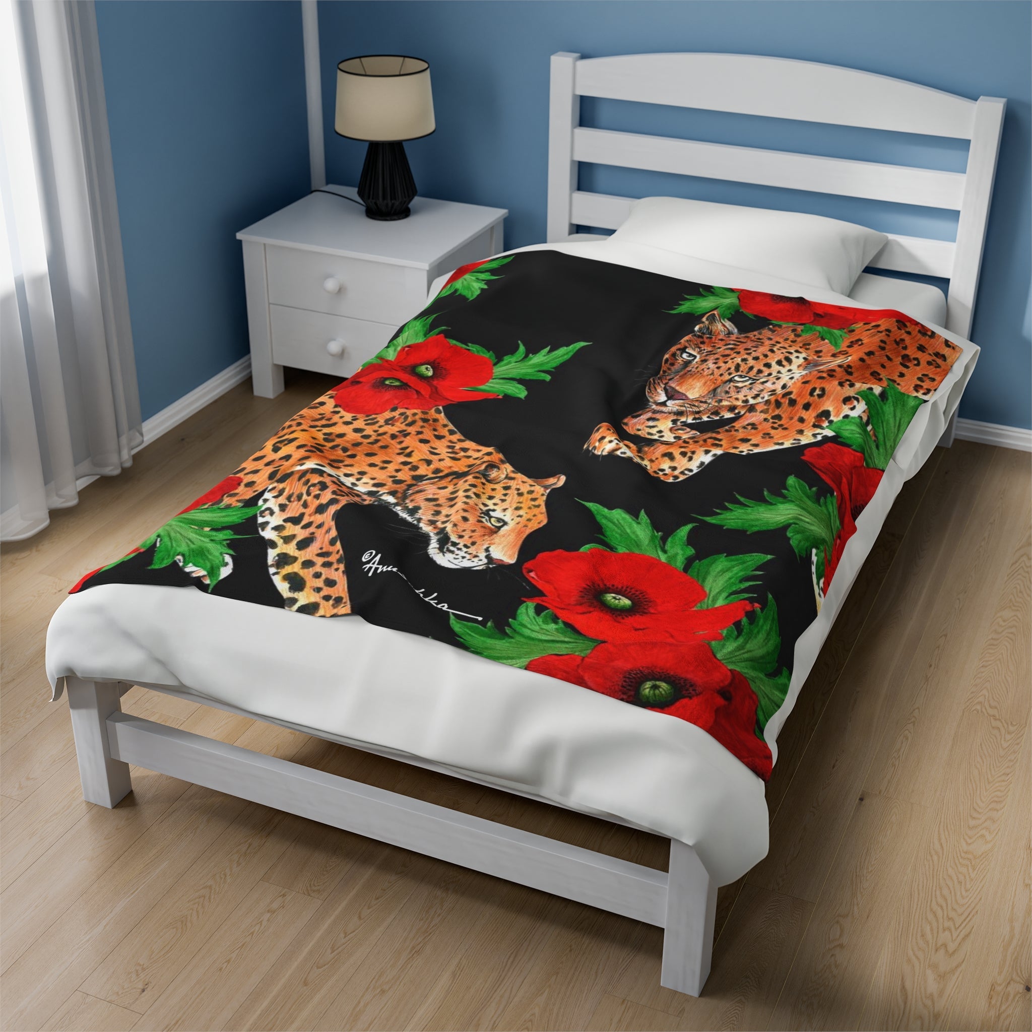 Enigmatic Leopard Velveteen Plush Blanket