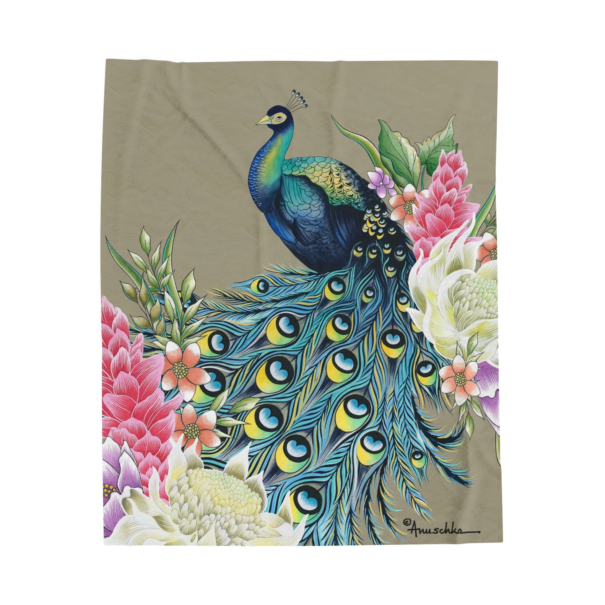 Regal Peacock Velveteen Plush Blanket