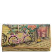 Anuschka Style 1095, handpainted Accordion Flap Wallet. Vintage Bike painting