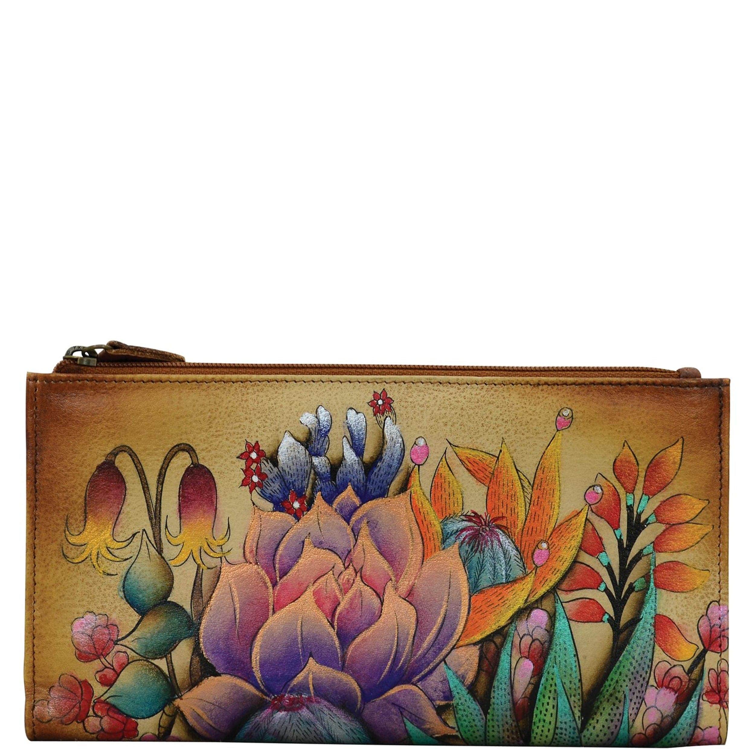 Anuschka Style 1121, handpainted Two Fold Wallet. Desert Sunset painting