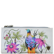 Anuschka Style 1121, handpainted Two Fold Wallet. Himalayan Bird painting