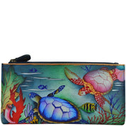 Anuschka Style 1121, handpainted Two Fold Wallet. Ocean Treasures painting