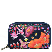Anuschka Style 1125, handpainted Twin Zip Organizer Wallet. Moonlit Meadow painting