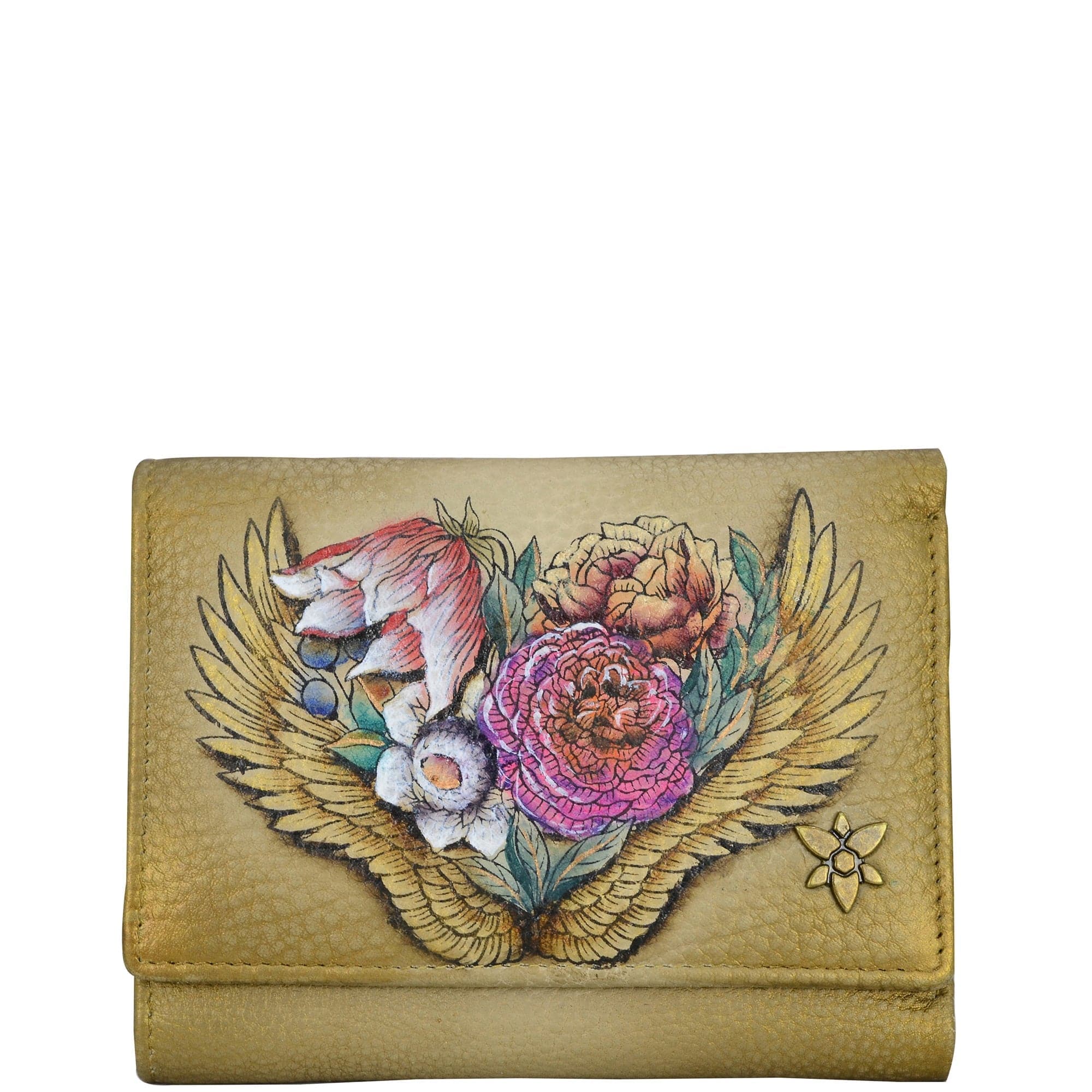 Angel Wings RFID Blocking Small Flap French Wallet - 1138