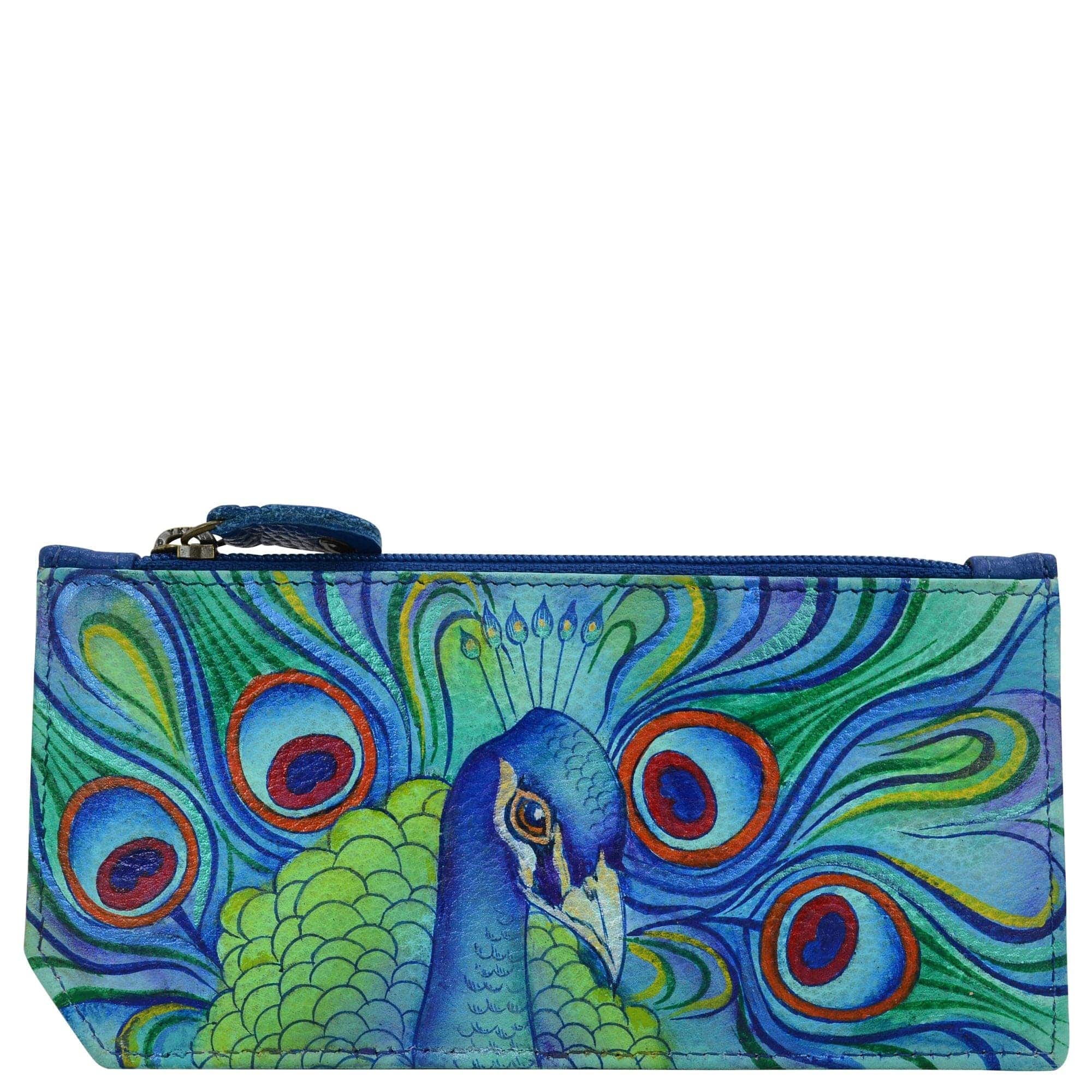 Jeweled Plume RFID Blocking Card Case with Coin Pouch - 1140