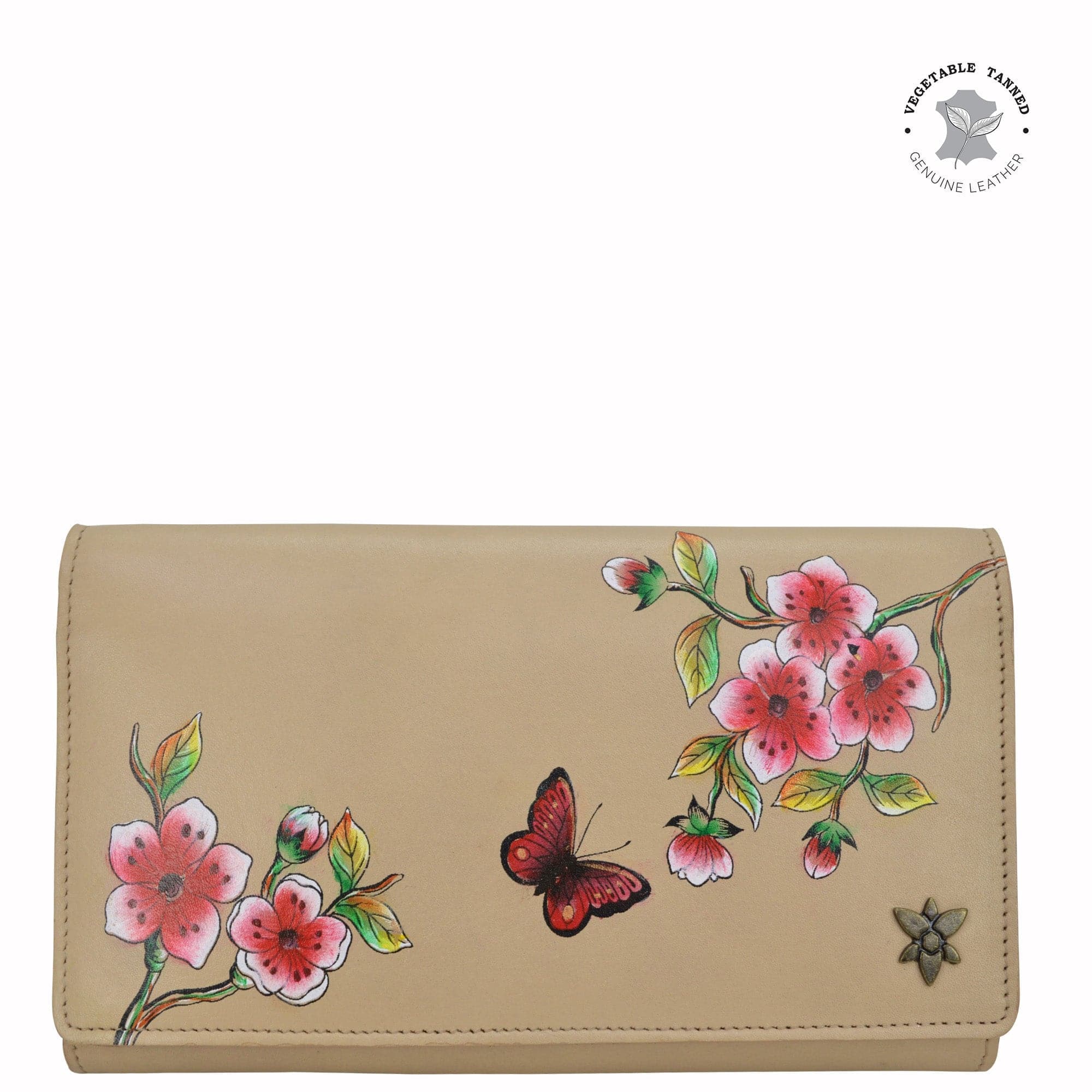 Flower Garden Almond Three Fold Wallet - 1150