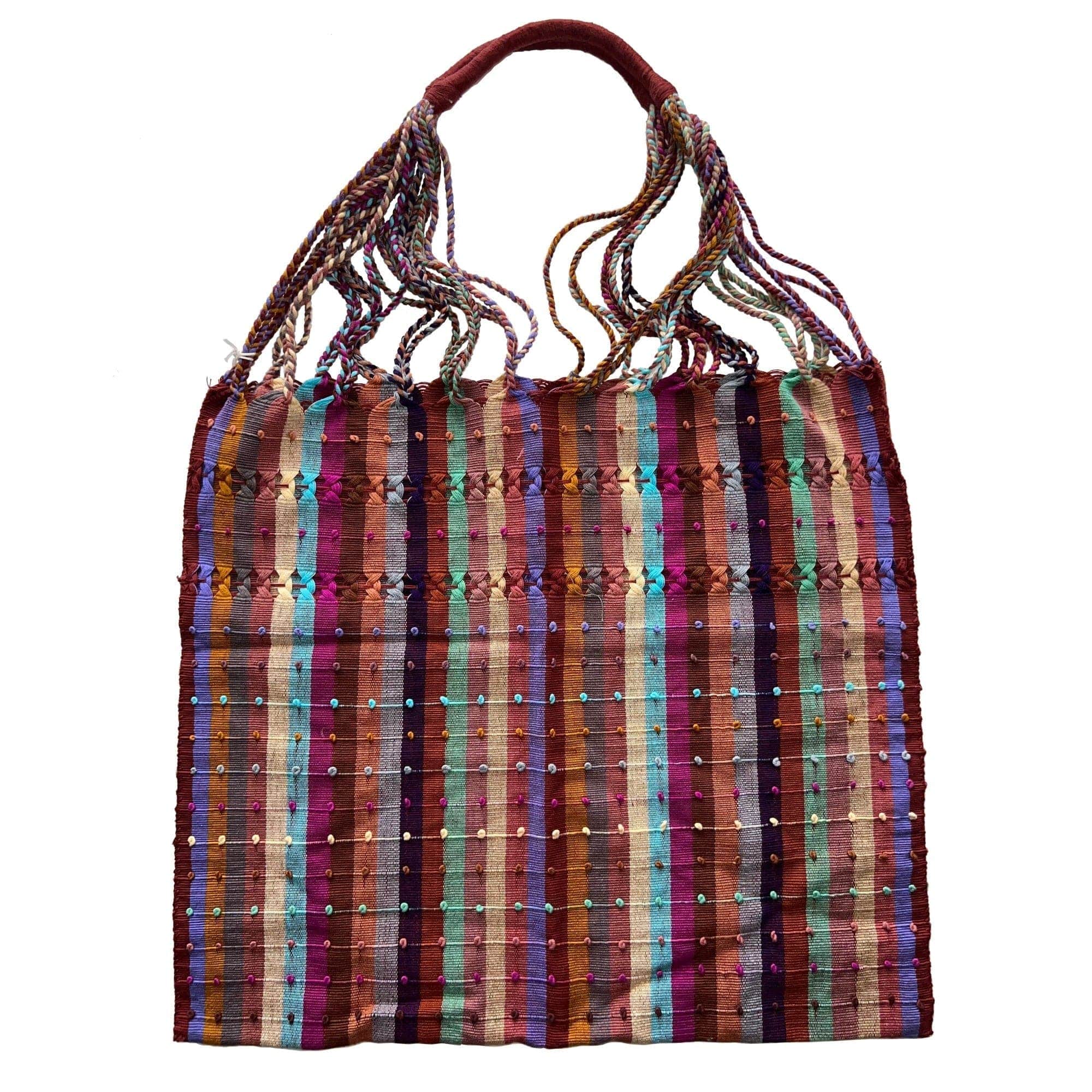 Anuschka style 12006, Hand Woven Totes from Oaxaca, Mexico. These vibrant striped tote bags are handwoven on traditional looms in Oaxaca, Mexico.