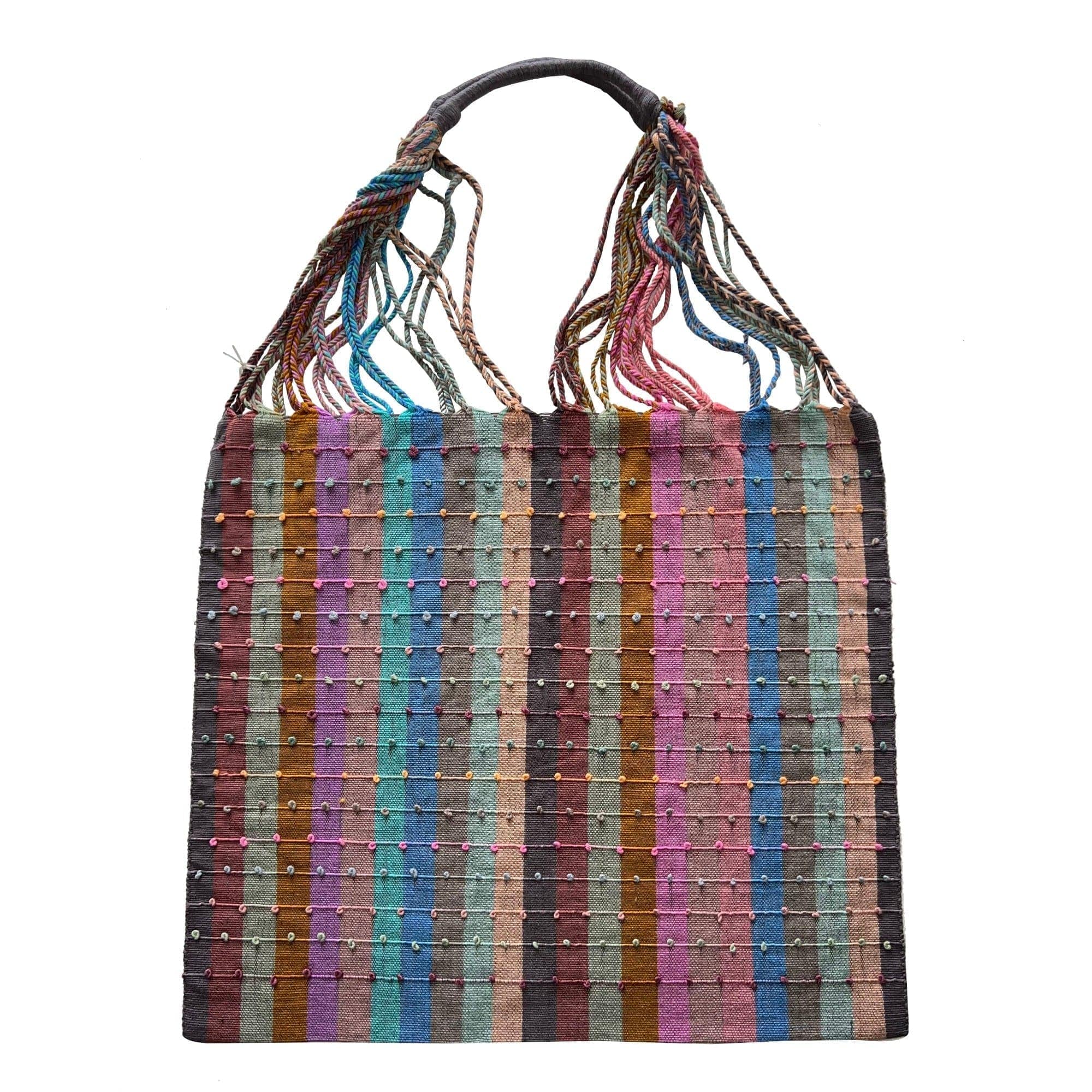 Anuschka style 12006, Hand Woven Totes from Oaxaca, Mexico. These vibrant striped tote bags are handwoven on traditional looms in Oaxaca, Mexico.