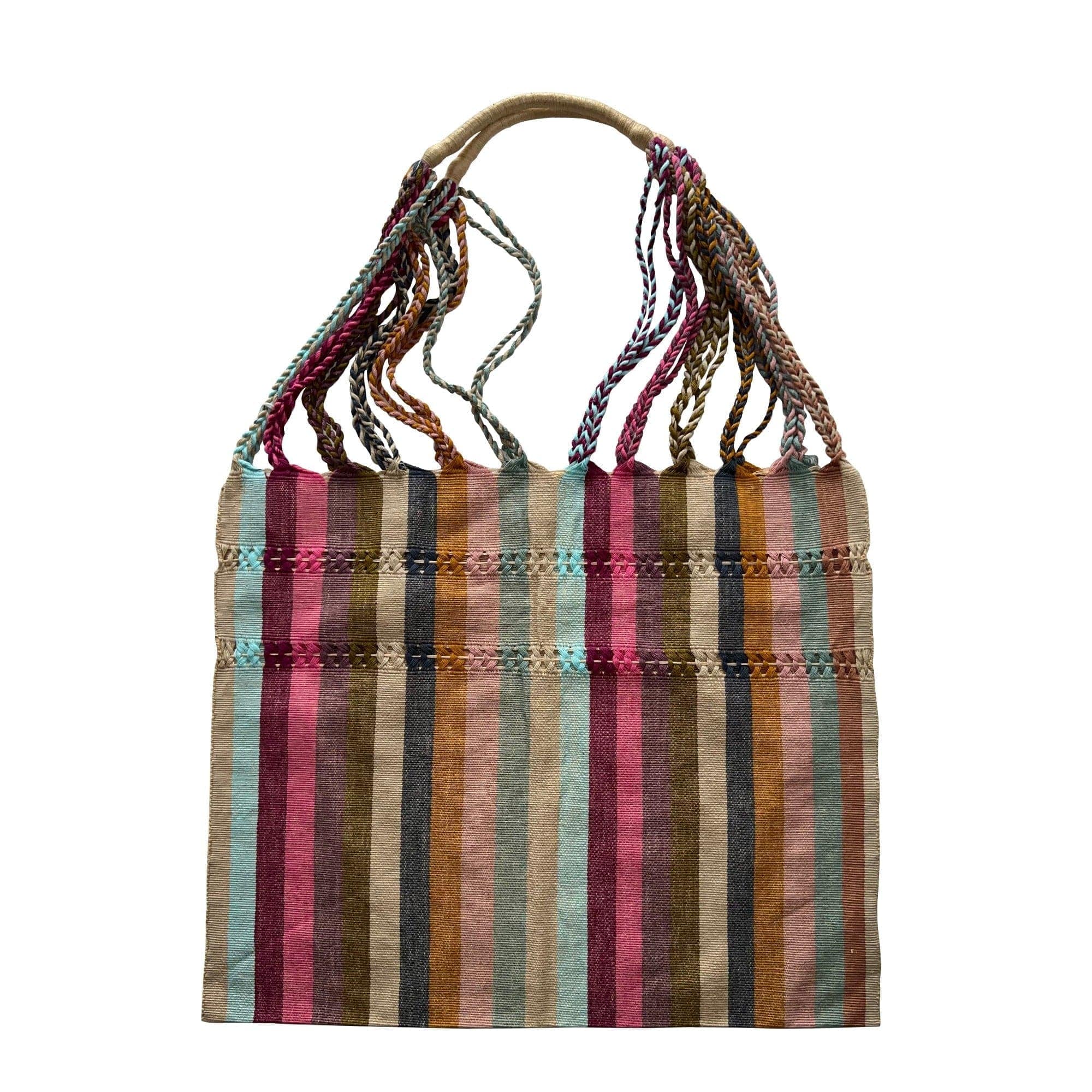 Anuschka style 12006, Hand Woven Totes from Oaxaca, Mexico. These vibrant striped tote bags are handwoven on traditional looms in Oaxaca, Mexico.