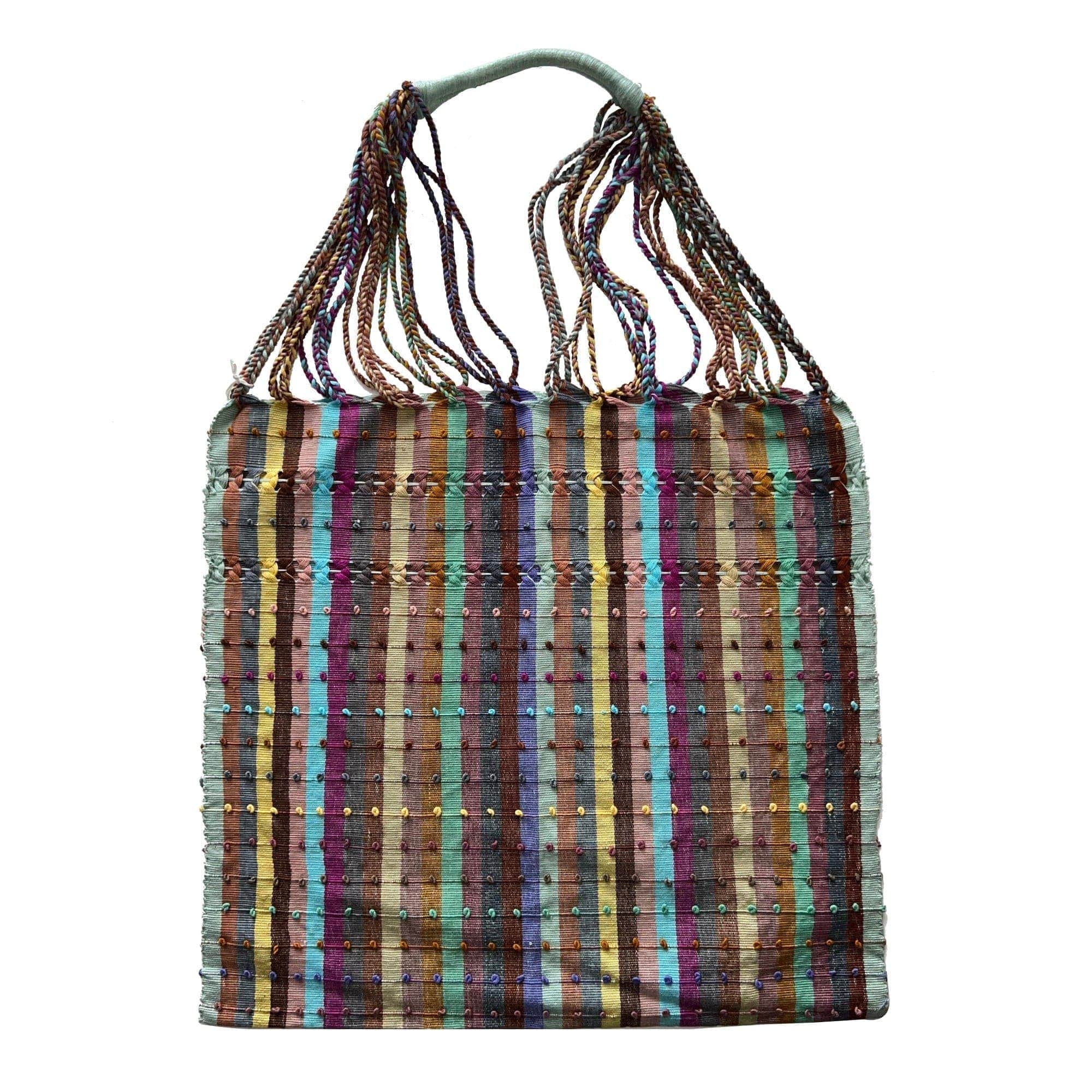 Anuschka style 12006, Hand Woven Totes from Oaxaca, Mexico. These vibrant striped tote bags are handwoven on traditional looms in Oaxaca, Mexico.