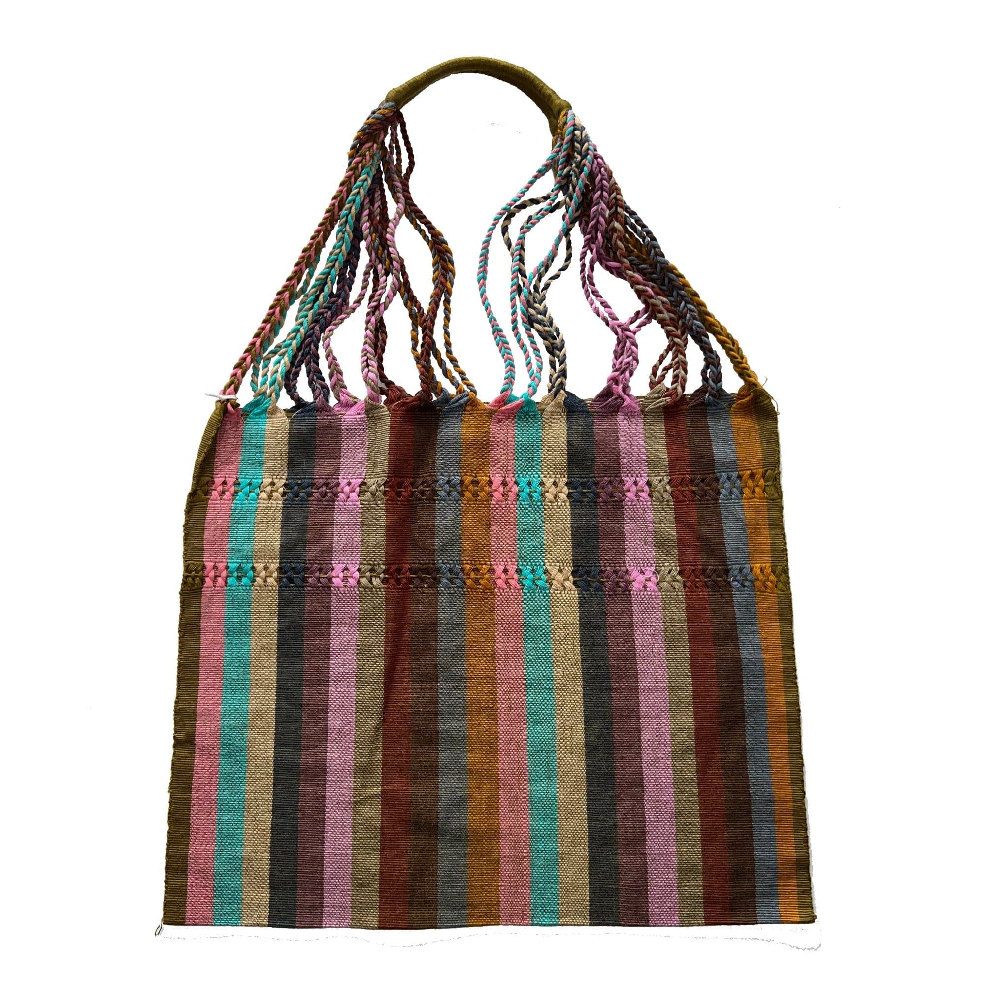 Anuschka style 12006, Hand Woven Totes from Oaxaca, Mexico. These vibrant striped tote bags are handwoven on traditional looms in Oaxaca, Mexico.
