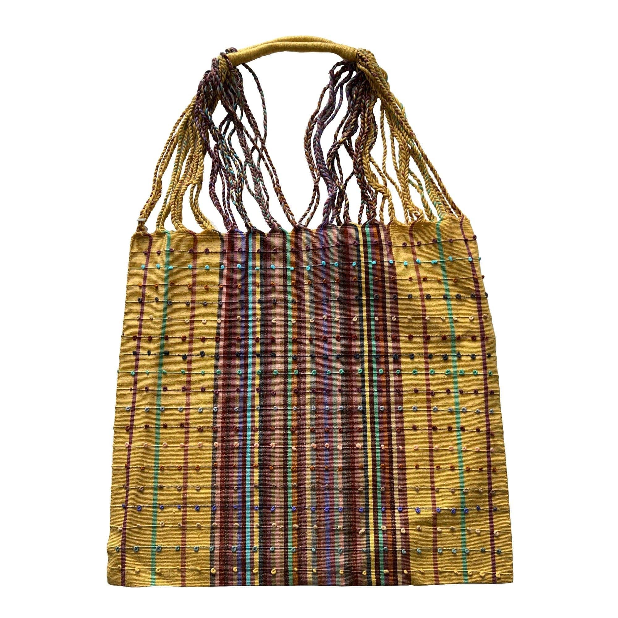 Anuschka style 12006, Hand Woven Totes from Oaxaca, Mexico. These vibrant striped tote bags are handwoven on traditional looms in Oaxaca, Mexico.