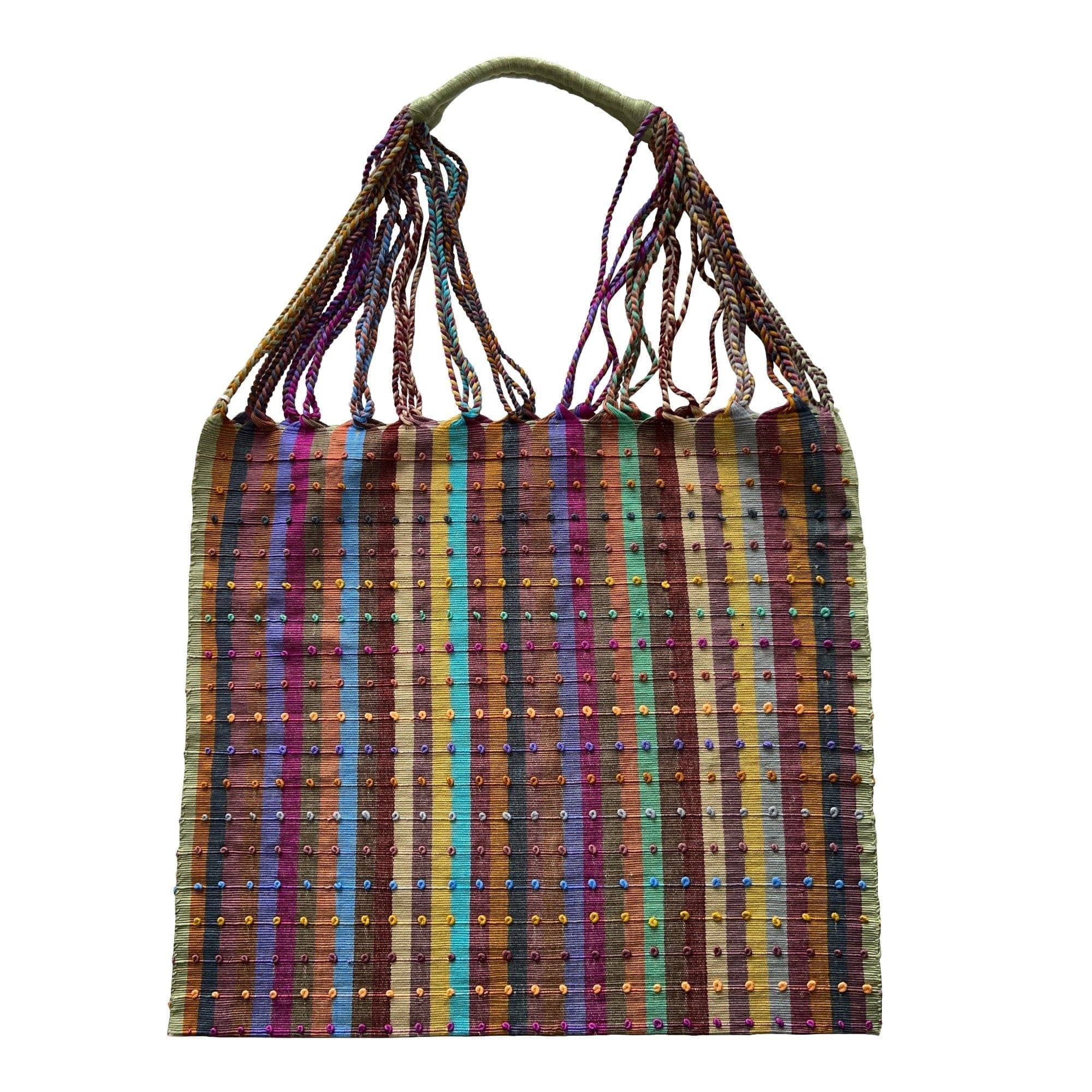 Anuschka style 12006, Hand Woven Totes from Oaxaca, Mexico. These vibrant striped tote bags are handwoven on traditional looms in Oaxaca, Mexico.