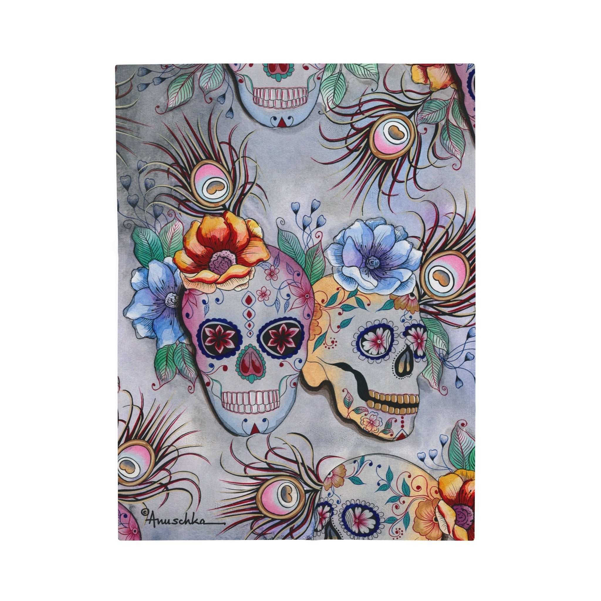 Calaveras de Azúcar Velveteen Plush Blanket