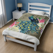 Regal Peacock Velveteen Plush Blanket