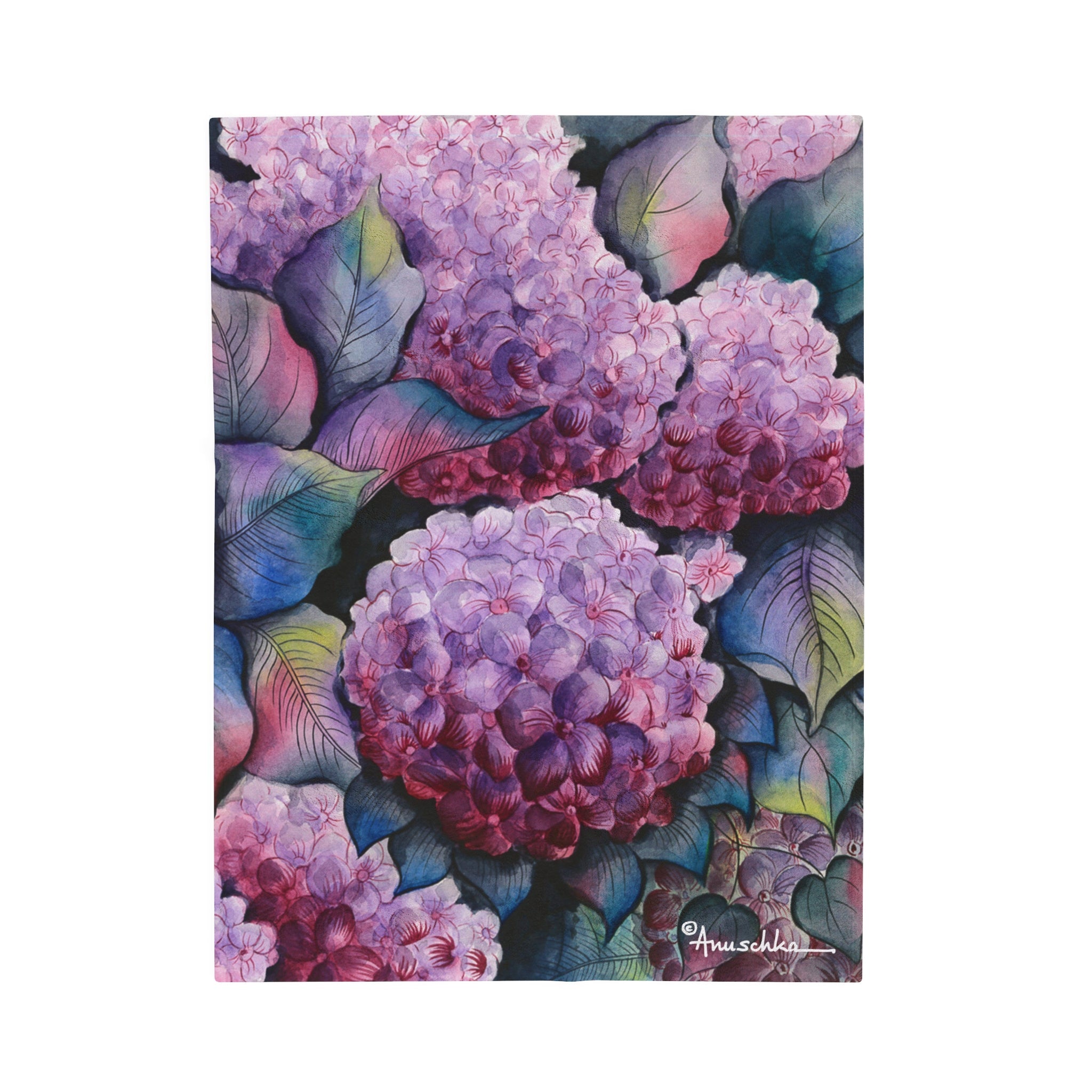 Hypnotic Hydrangeas Velveteen Plush Blanket