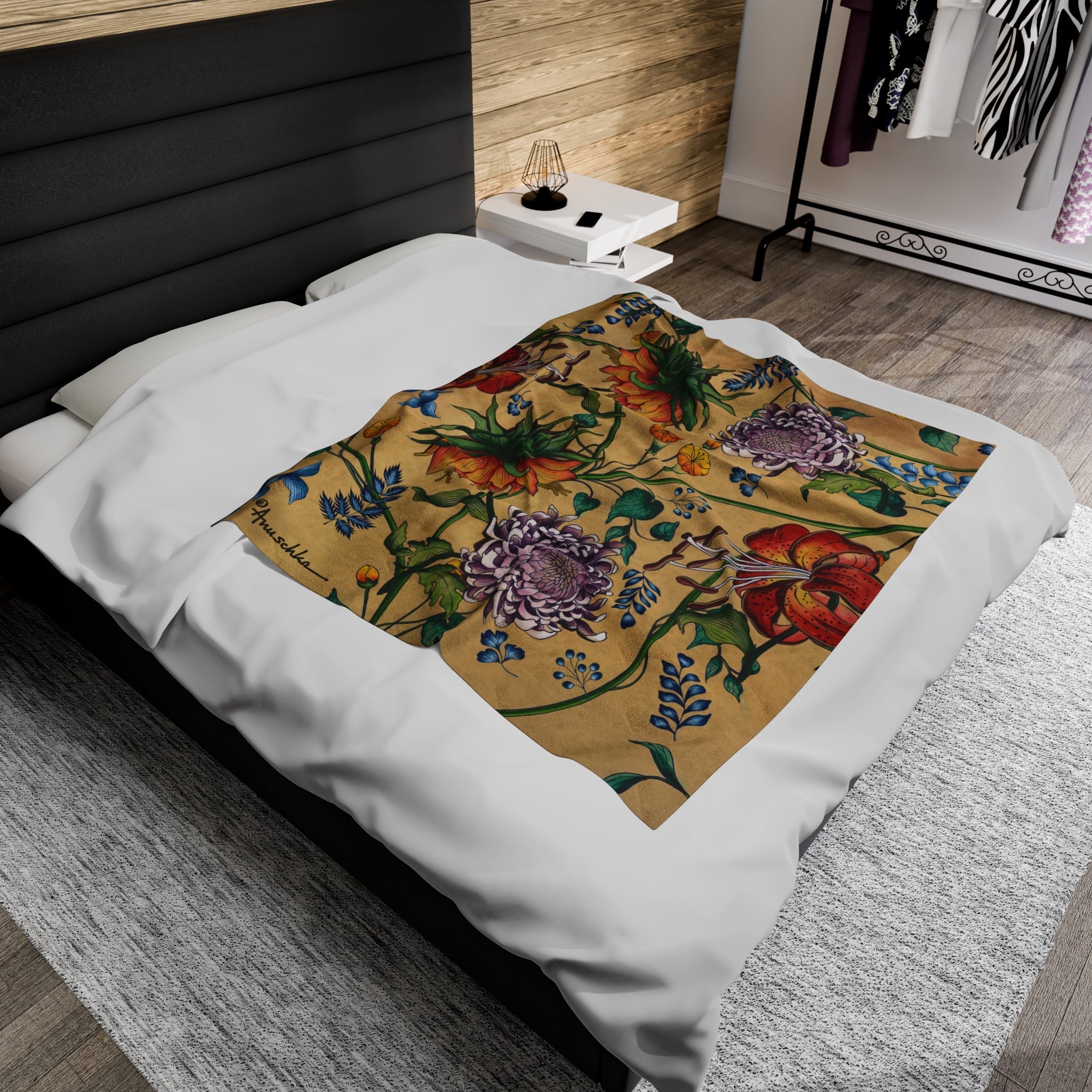 Caribbean Garden Velveteen Plush Blanket