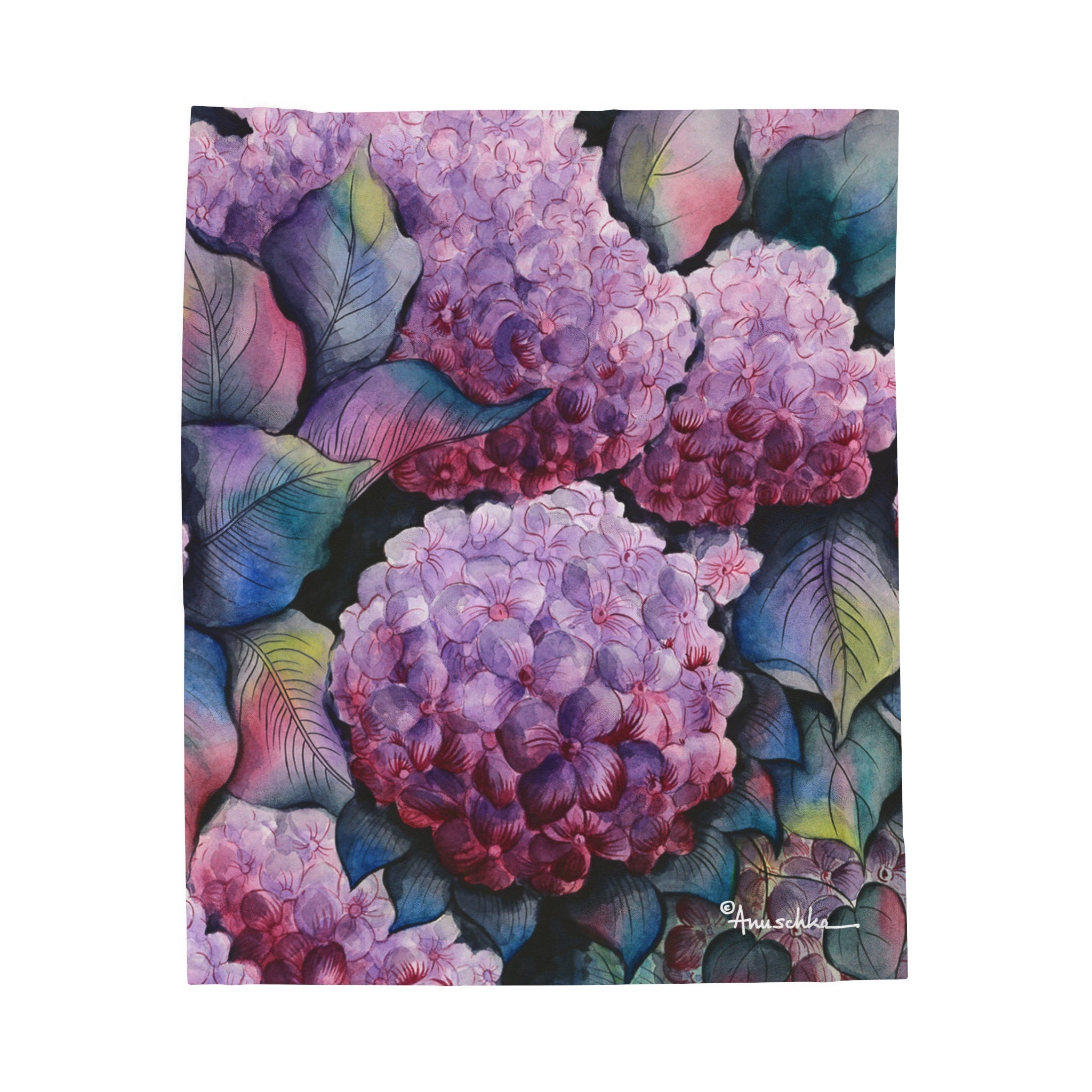 Hypnotic Hydrangeas Velveteen Plush Blanket