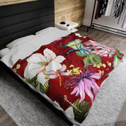 Crimson Garden Velveteen Plush Blanket
