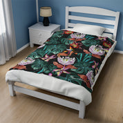 Island Escape Black Velveteen Plush Blanket