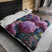 Hypnotic Hydrangeas Velveteen Plush Blanket