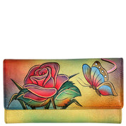 Rose Butterfly Checkbook Clutch Wallet - 1701