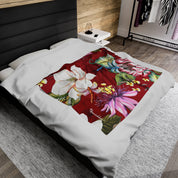 Crimson Garden Velveteen Plush Blanket