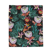 Island Escape Black Velveteen Plush Blanket