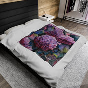 Hypnotic Hydrangeas Velveteen Plush Blanket