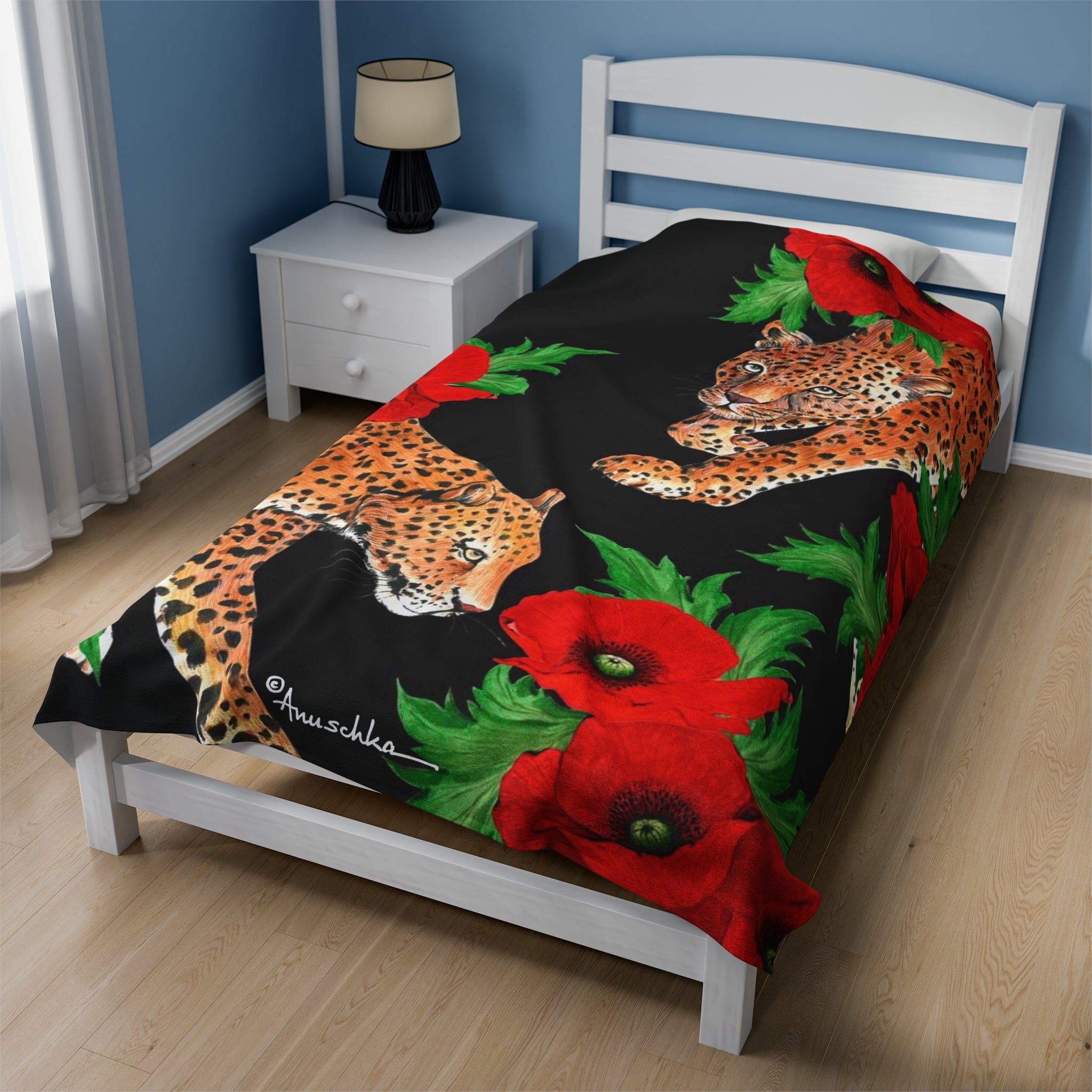 Enigmatic Leopard Velveteen Plush Blanket