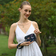 Wanderlust Quilted Fabric Double Zip Wristlet-18003