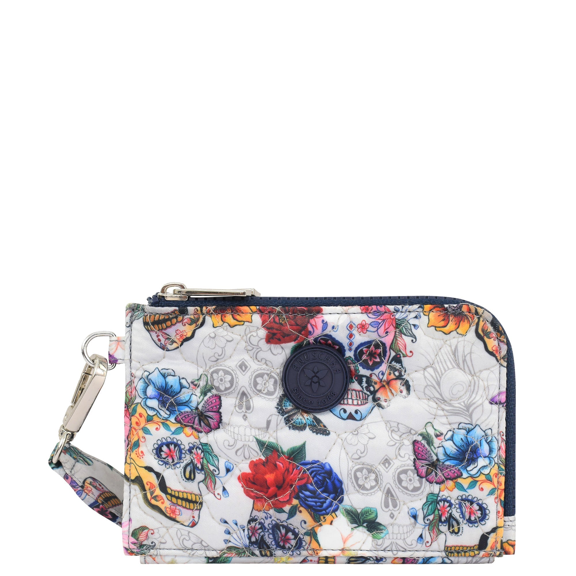 Wanderlust Quilted Fabric Double Zip Wristlet-18003