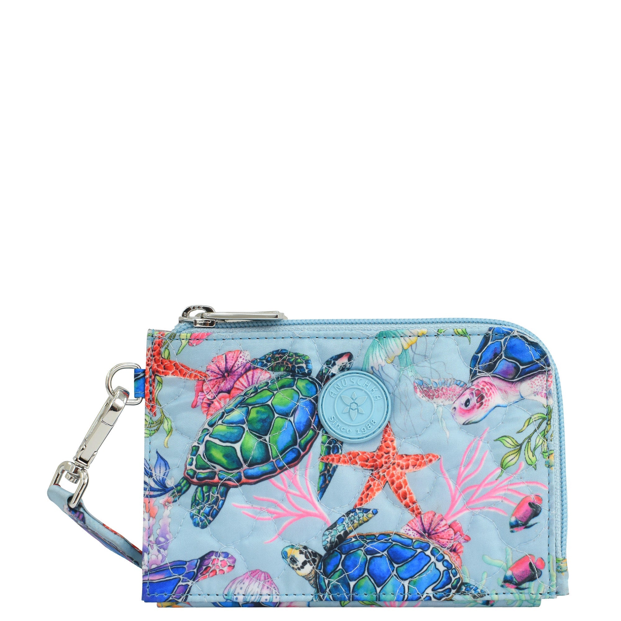 Wanderlust Quilted Fabric Double Zip Wristlet-18003