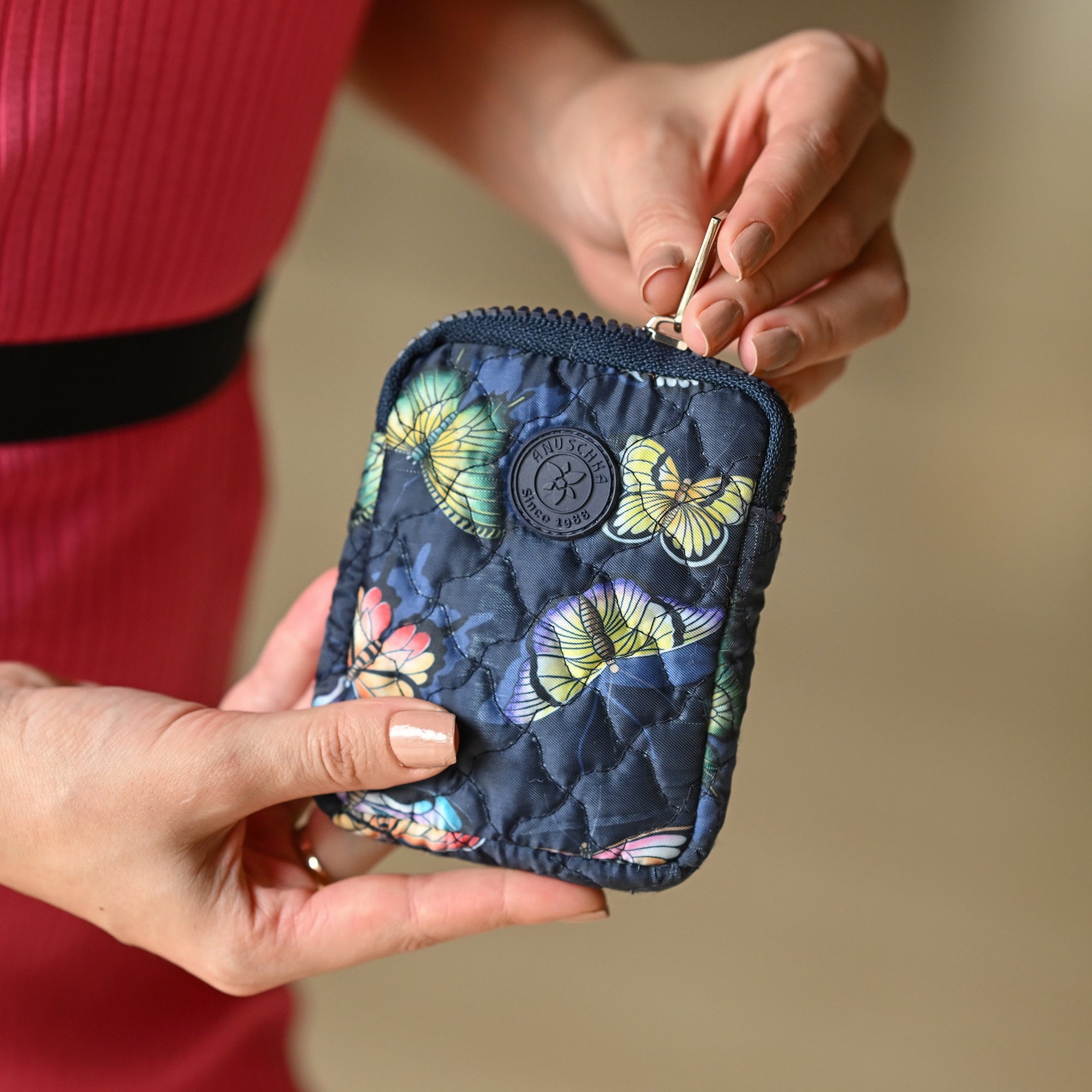 Wanderlust Quilted Fabric Mini Travel Pouch-18005