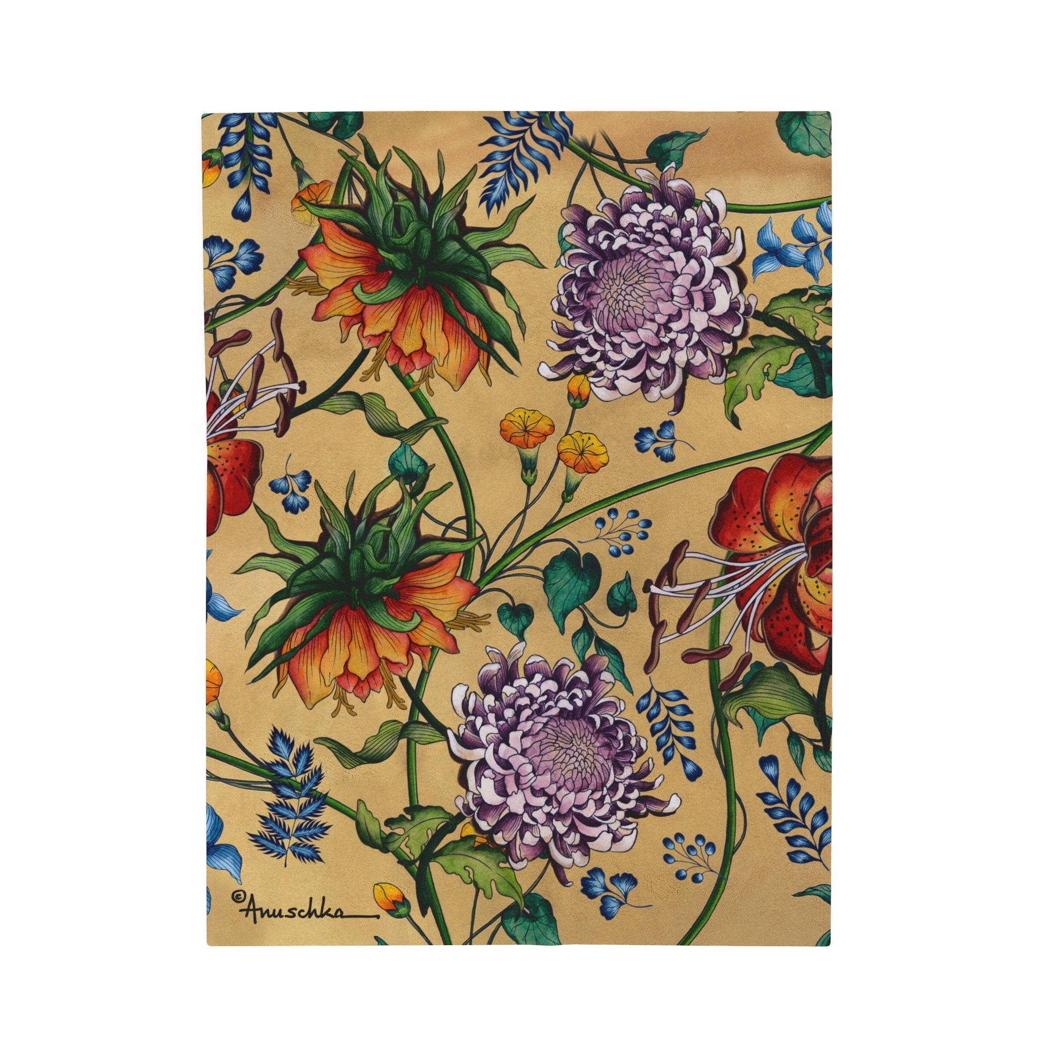 Caribbean Garden Velveteen Plush Blanket