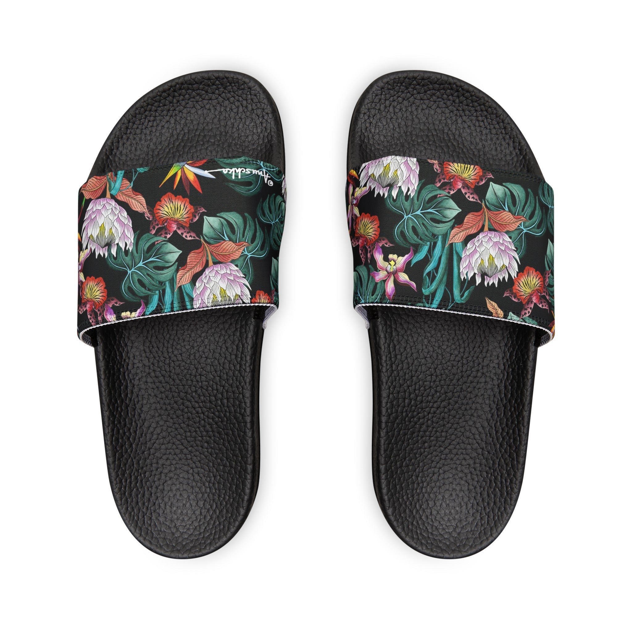 Island Escape Black Slide Sandals