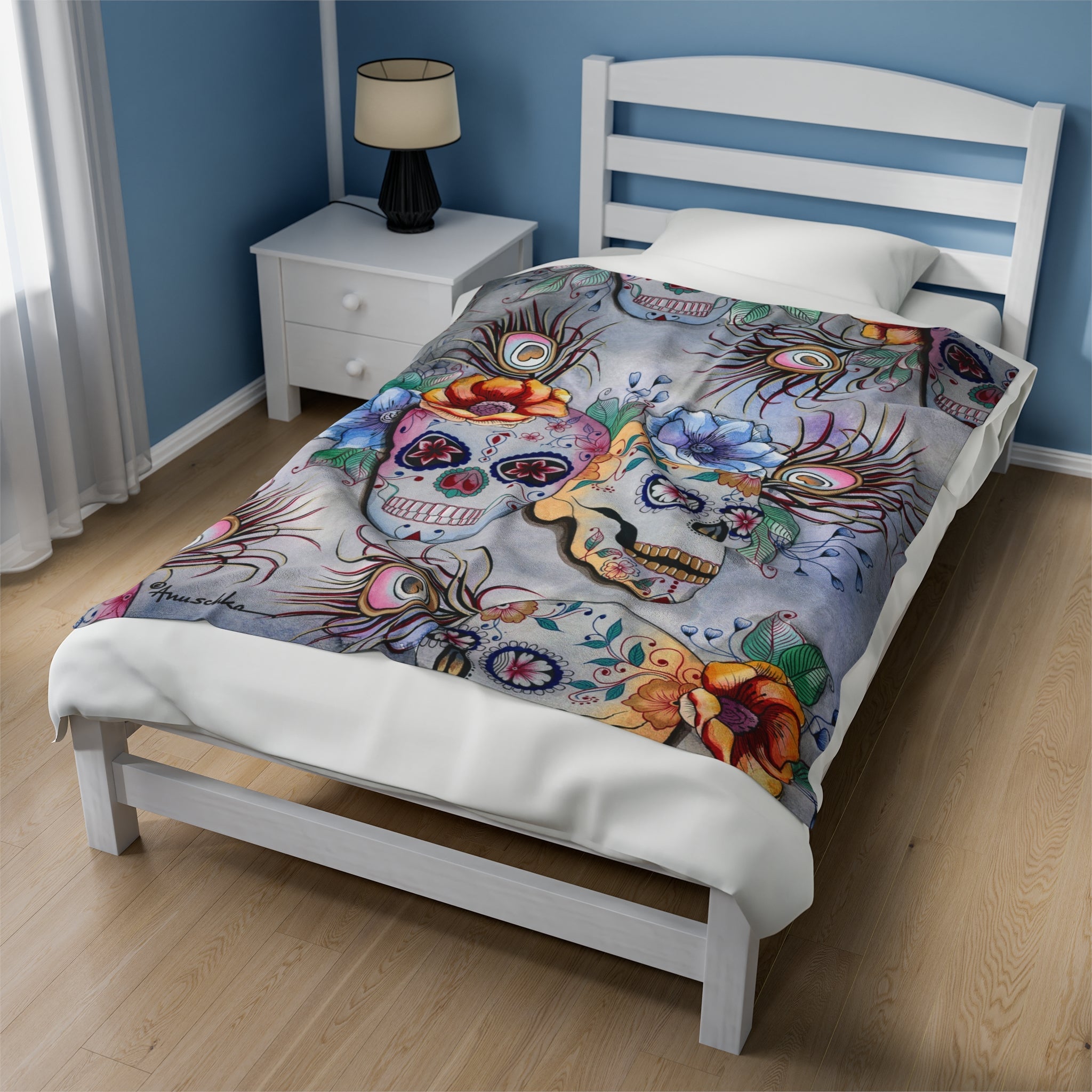 Calaveras de Azúcar Velveteen Plush Blanket