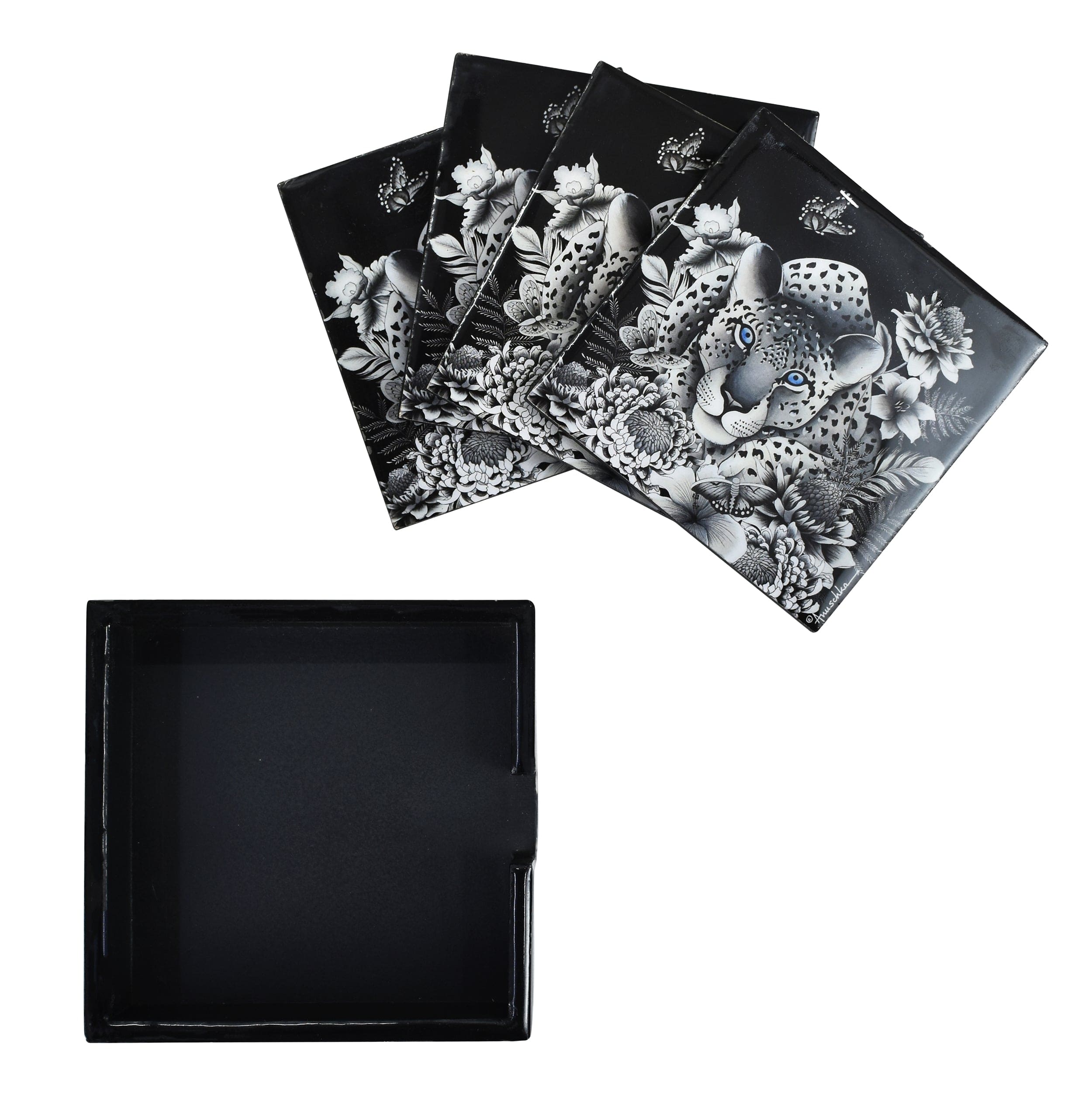 Set of 4 Wooden Printed Square Coasters (Revive Collection) - 25000-B