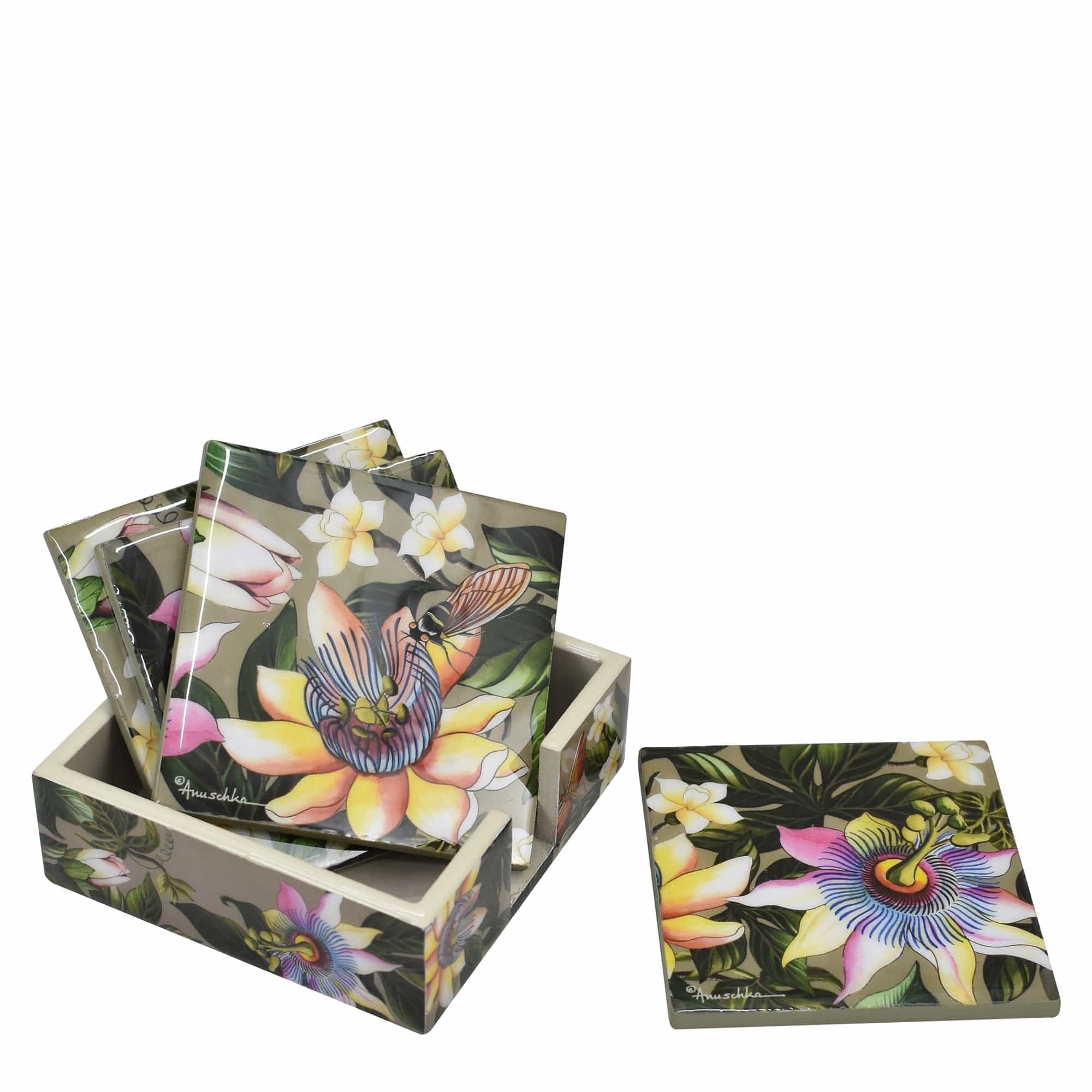Set of 4 Wooden Printed Square Coasters (Revive Collection) - 25000-B