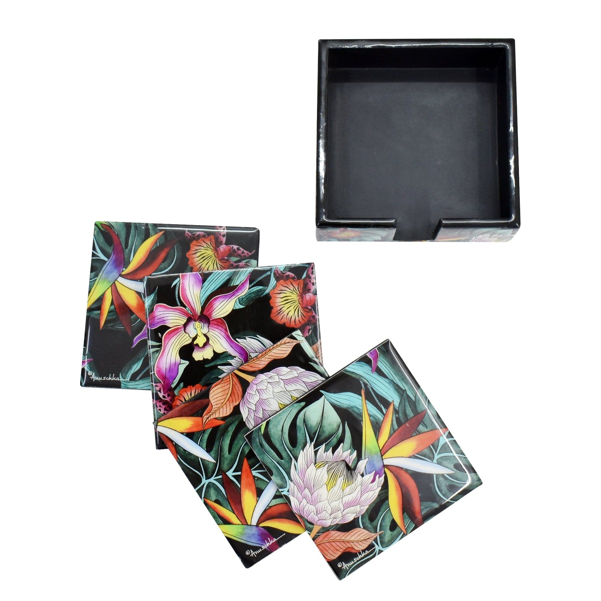 Set of 4 Wooden Printed Square Coasters (Revive Collection) - 25000-B