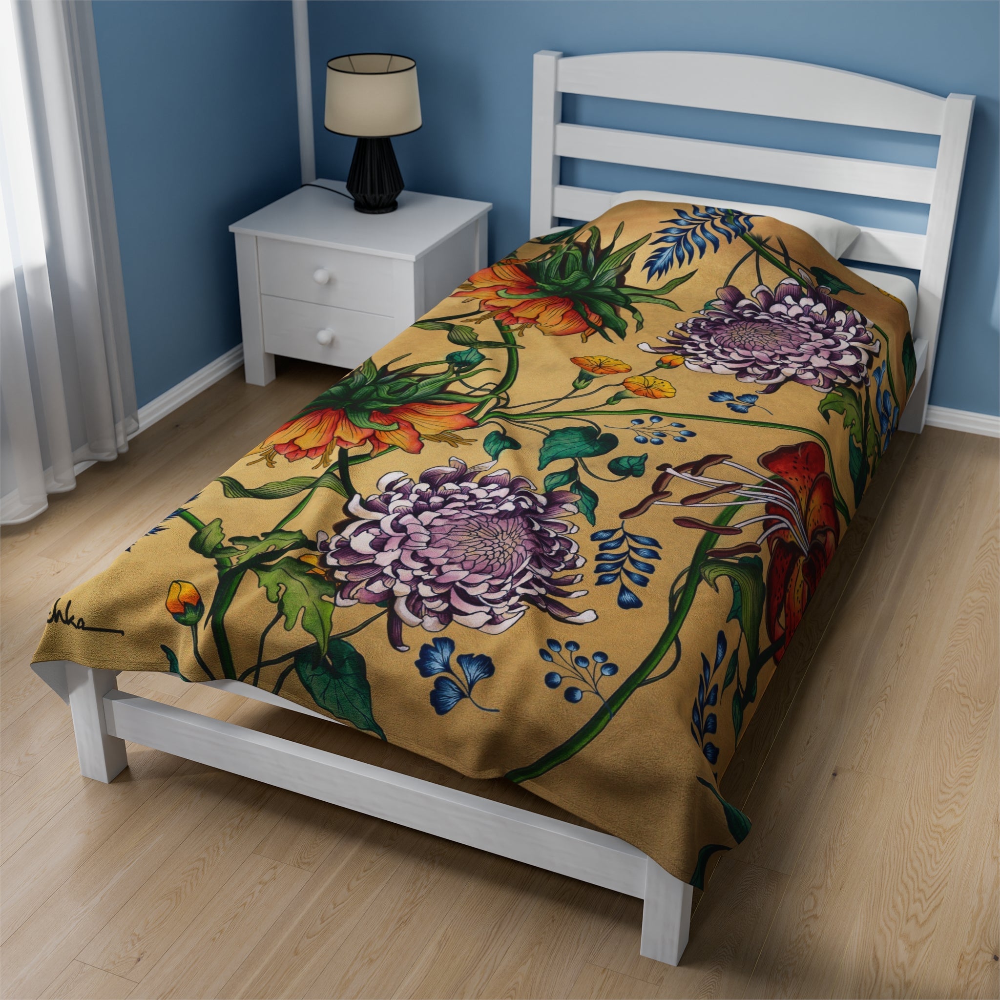 Caribbean Garden Velveteen Plush Blanket