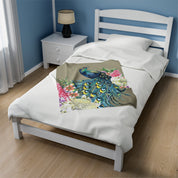 Regal Peacock Velveteen Plush Blanket