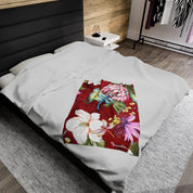 Crimson Garden Velveteen Plush Blanket