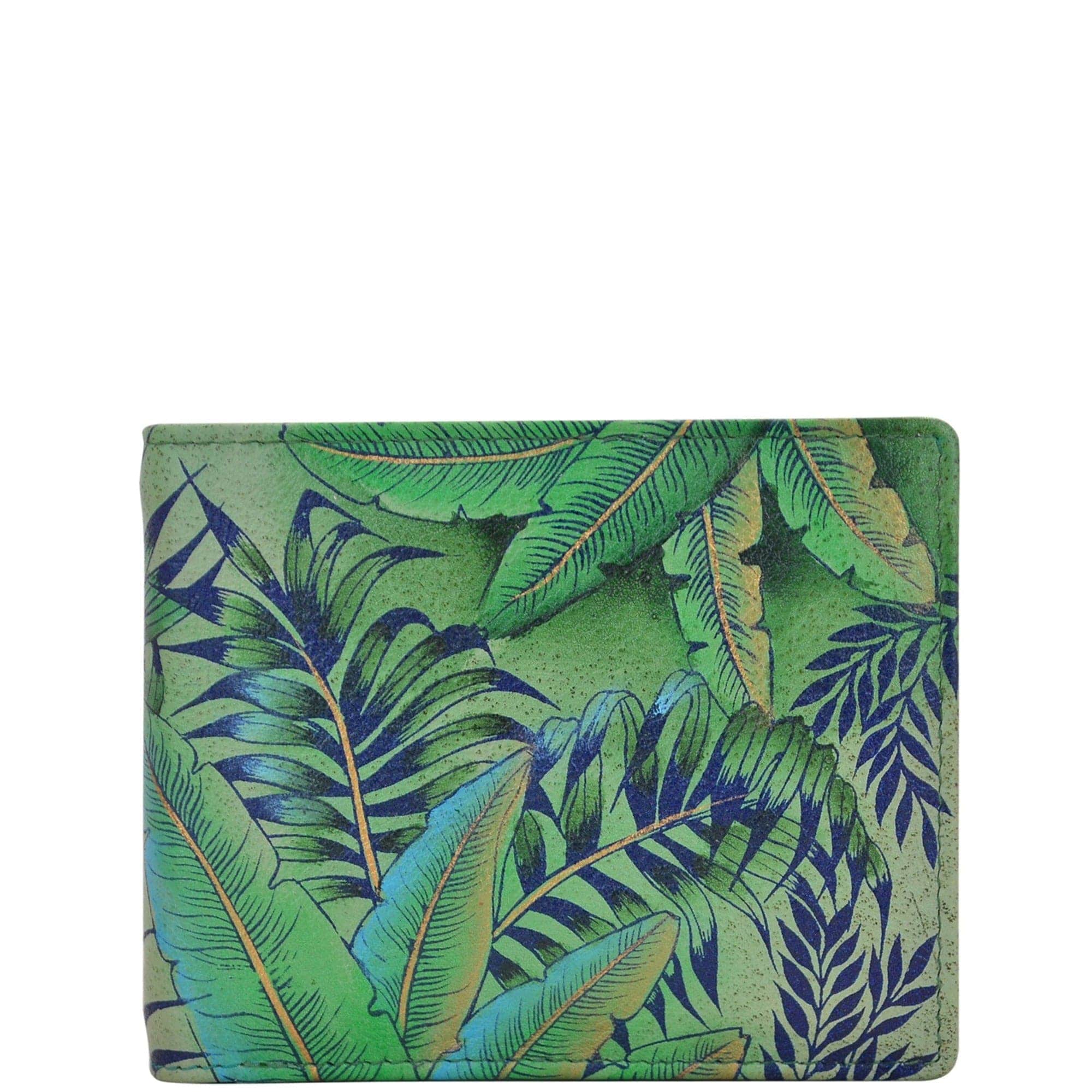Anuschka Style 3000, handpainted Two Fold Men's Wallet. Tropical Island painting