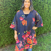 Anuschka Style 3341, Printed Chiffon Kimono. Moonlit Meadow print