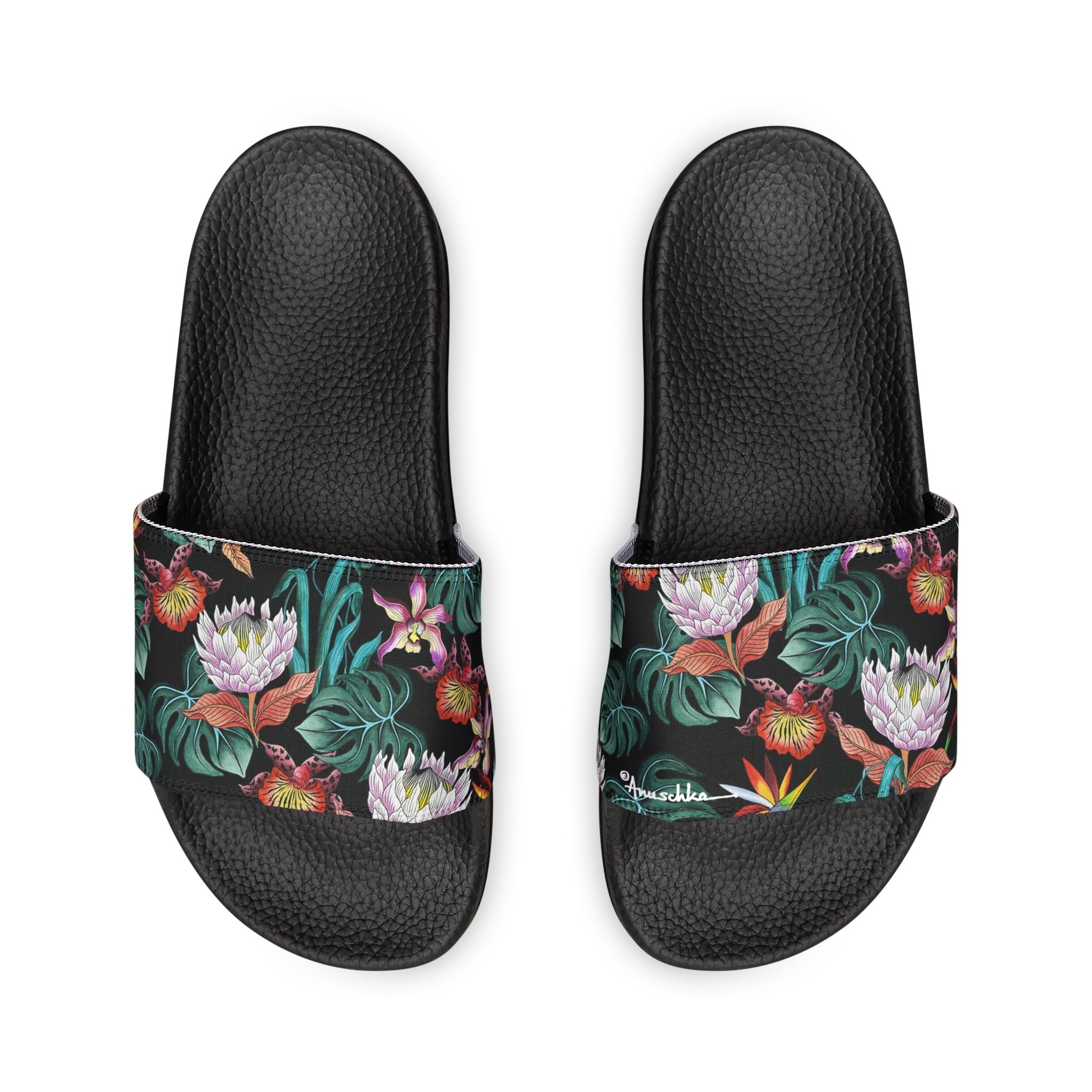 Island Escape Black Slide Sandals